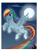 Size: 1125x1500 | Tagged: safe, artist:blaukralle, derpibooru import, rainbow dash, pegasus, pony, cloud, cloudy, moon, night, rainbow trail, solo, stars