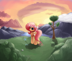 Size: 1740x1460 | Tagged: safe, artist:j151, fluttershy, pegasus, pony, floral head wreath, looking back, solo