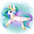 Size: 2000x2000 | Tagged: safe, artist:solar-claw, princess celestia, alicorn, pony, crown, female, horn, mare, multicolored mane, multicolored tail, solo, white coat, white wings, wings