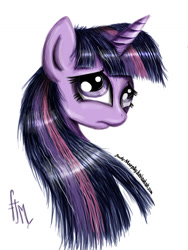 Size: 1024x1365 | Tagged: safe, artist:judymurphy, derpibooru import, twilight sparkle, pony, unicorn, female, mare, multicolored mane, purple coat, solo