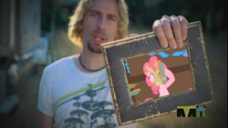 Size: 540x304 | Tagged: safe, edit, pinkie pie, human, chad kroeger, irl, irl human, look at this photograph, meme, nickelback, photo