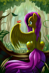 Size: 1950x2850 | Tagged: safe, artist:grennadder, fluttershy, pegasus, pony, female, forest, mare, solo