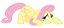 Size: 4362x1926 | Tagged: safe, artist:gretsch1962, fluttershy, pegasus, pony, crouching, nervous, scared, simple background, solo, transparent background, vector