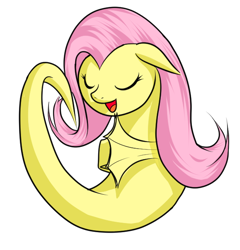 Size: 594x619 | Tagged: safe, artist:phoenixperegrine, fluttershy, sea pony, pixiv, seaponified, seapony fluttershy, simple background, singing, solo, species swap, white background