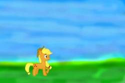 Size: 1024x681 | Tagged: safe, artist:lightsaberguy, applejack, earth pony, pony, applejack's hat, blonde, blonde mane, blonde tail, female, green eyes, mare, orange coat, solo