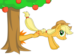 Size: 1032x774 | Tagged: safe, artist:umsauthorlava, applejack, earth pony, pony, bucking, female, mare, solo