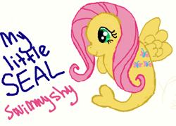 Size: 516x370 | Tagged: safe, artist:crownprincesslaya, fluttershy, seal, seal pony, my little seal, solo, species swap