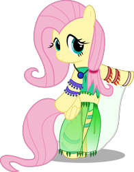 Size: 4920x6262 | Tagged: safe, artist:bigdream64, fluttershy, pegasus, pony, absurd resolution, belly button, belly dancer, bipedal, harem outfit, midriff, simple background, solo, transparent background, vector