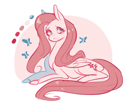 Size: 1180x1000 | Tagged: safe, artist:tomoe-chi, fluttershy, pegasus, pony, limited palette, solo