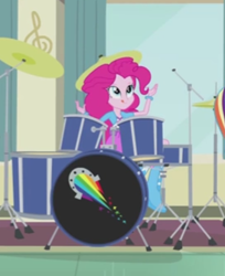 Size: 273x334 | Tagged: safe, screencap, pinkie pie, equestria girls, rainbow rocks, drum kit, drums, musical instrument