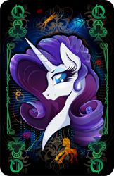 Size: 1247x1920 | Tagged: safe, artist:rariedash, part of a set, rarity, pony, unicorn, card, playing card, profile, queen, queen of clubs, solo