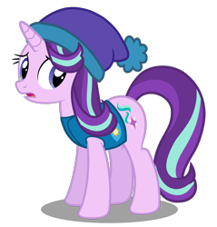 Size: 2100x2200 | Tagged: safe, artist:mundschenk85, artist:parclytaxel, starlight glimmer, pony, unicorn, clothes, female, hat, mare, open mouth, simple background, solo, transparent background, vector, winter outfit