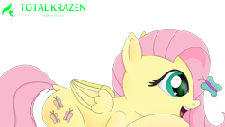 Size: 1446x821 | Tagged: safe, artist:allyster-black, fluttershy, butterfly, pegasus, pony, cute, prone, simple background, sweet