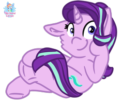 Size: 1462x1248 | Tagged: safe, artist:rainbow eevee, starlight glimmer, pony, unicorn, crossed legs, cute, cutie mark, female, looking at you, simple background, sitting, solo, transparent background