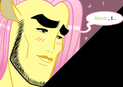 Size: 529x376 | Tagged: safe, fluttershy, human, beard, flutterguy, handsome face, humanized, solo