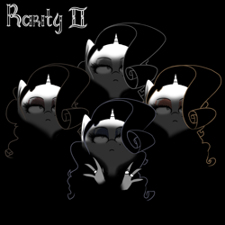 Size: 1200x1200 | Tagged: safe, artist:peanutbutter, rarity, pony, unicorn, album, album cover, alternate hair color, alternate hairstyle, beauty mark, eyeshadow, hand, jewelry, looking at you, looking up, makeup, parody, ponies with hands, queen (band), queen ii, ring, shadow, simple background