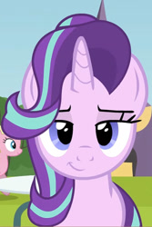 Size: 400x600 | Tagged: safe, artist:agrol, starlight glimmer, pony, animated at source, cropped, fan animation, lidded eyes, smiling, smirk, solo focus, time for two, youtube link