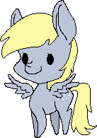 Size: 137x195 | Tagged: safe, artist:kimkahmakara, derpy hooves, pegasus, pony, chibi, cute, female, mare, pixel art, simple background, solo, transparent background