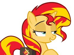 Size: 1052x786 | Tagged: artist needed, safe, sunset shimmer, pony, unicorn, better together, equestria girls, forgotten friendship, color error, saddle bag, simple background, smug, smugset shimmer, transparent background, vector