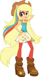 Size: 665x1202 | Tagged: safe, artist:sugar-loop, applejack, equestria girls, rainbow rocks, box art, simple background, solo