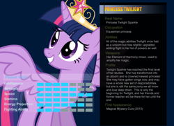 Size: 1024x745 | Tagged: safe, artist:pika-robo, derpibooru import, twilight sparkle, twilight sparkle (alicorn), alicorn, pony, big crown thingy, bio, female, mare, meme, profile