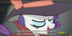 Size: 1920x950 | Tagged: safe, screencap, rarity, pony, unicorn, rarity investigates, meme, youtube caption