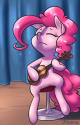 Size: 567x888 | Tagged: safe, artist:draneas, pinkie pie, earth pony, pony, solo, ukulele, upgrade