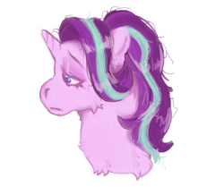 Size: 1169x1018 | Tagged: safe, artist:kittycoot, starlight glimmer, pony, unicorn, bust, messy mane, portrait, sad, solo