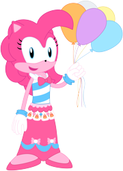 Size: 1452x2016 | Tagged: safe, artist:fandomflare, pinkie pie, anthro, plantigrade anthro, solo, sonic the hedgehog (series), sonicified, style emulation