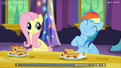 Size: 1366x768 | Tagged: safe, derpibooru import, screencap, fluttershy, rainbow dash, pegasus, pony, castle sweet castle, cute, pancakes