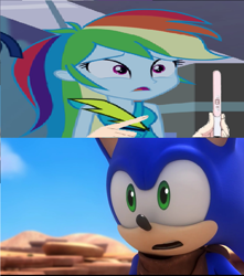 Size: 1024x1156 | Tagged: safe, derpibooru import, edit, edited screencap, screencap, rainbow dash, equestria girls, rainbow rocks, pregnancy test, pregnancy test meme, sonic boom, sonic the hedgehog (series)