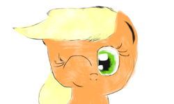 Size: 801x481 | Tagged: safe, artist:appuljack, applejack, earth pony, pony, sketch, solo, wink