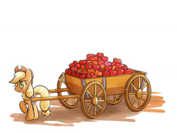 Size: 1400x1050 | Tagged: safe, artist:joycall6, applejack, earth pony, pony, apple, cart, solo