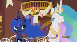 Size: 1282x706 | Tagged: safe, screencap, princess celestia, princess luna, alicorn, pony, slice of life (episode), meme, youtube caption