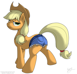 Size: 909x879 | Tagged: safe, artist:skipsy, applejack, earth pony, pony, clothes, daisy dukes, female, looking back, mare, plot, shorts, simple background, solo, transparent background