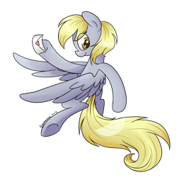 Size: 1000x1000 | Tagged: safe, artist:espeonna, derpy hooves, pegasus, pony, heart, letter, simple background, solo, transparent background