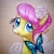 Size: 1280x1280 | Tagged: safe, artist:chakanyuantu, fluttershy, butterfly, pegasus, pony, alternate hairstyle, flower, flower in hair, solo, traditional art