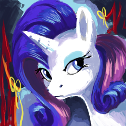 Size: 488x488 | Tagged: safe, artist:oblivionheart13, rarity, pony, unicorn, bust, legitimately amazing mspaint, looking back, ms paint, portrait, solo