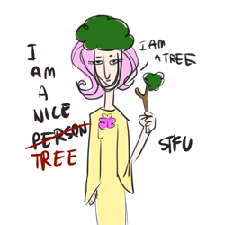 Size: 800x800 | Tagged: safe, artist:oh-my-maple, fluttershy, human, breasts, clothes, delicious flat chest, dress, flattershy, fluttertree, humanized, skinny, solo