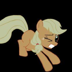 Size: 1024x1024 | Tagged: safe, artist:drakmire, applejack, earth pony, pony, one eye closed, simple background, solo