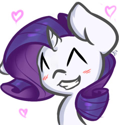 Size: 514x543 | Tagged: safe, artist:krucification, rarity, pony, unicorn, blushing, happy, heart, solo