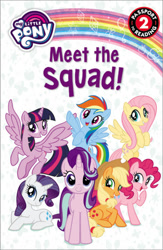 Size: 440x675 | Tagged: safe, applejack, fluttershy, pinkie pie, rainbow dash, rarity, starlight glimmer, twilight sparkle, twilight sparkle (alicorn), alicorn, earth pony, pegasus, pony, unicorn, book, hair flip, hair over one eye, mane six, official