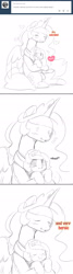 Size: 655x2434 | Tagged: safe, artist:ende26, princess celestia, princess luna, alicorn, pony, cute, cutelestia, daaaaaaaaaaaw, ende will be the end of us, filly, heart, hug, lunabetes, monochrome, pouting, scrunchy face, sketch, tumblr, weapons-grade cute, woona, woona knight