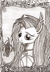 Size: 2000x2861 | Tagged: safe, artist:konsumo, fluttershy, fruit bat, flutterbat, grayscale, monochrome, solo, traditional art