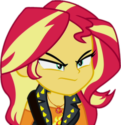 Size: 988x1024 | Tagged: safe, artist:thebarsection, sunset shimmer, better together, equestria girls, annoyed, clothes, female, geode of empathy, simple background, solo, transparent background