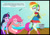 Size: 4629x3243 | Tagged: safe, artist:physicrodrigo, derpibooru import, edit, editor:rmzero, part of a series, part of a set, pinkie pie, rainbow dash, twilight sparkle, angler fish, mermaid, series:equestria mermaids, equestria girls, boots, clothes, cloud, curse, cursed, dialogue, dr. wily, dress, mermaidized, ocean, pail, scales, self ponidox, shoes, species swap, surprised, text, transformation