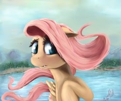 Size: 1200x1000 | Tagged: safe, artist:miokomata, fluttershy, cute little fangs, fangs, floppy ears, flutterbat, solo