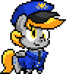 Size: 135x150 | Tagged: safe, artist:sonicboy112, derpy hooves, pegasus, pony, clothes, day dreaming derpy, female, mailmare, mare, pixel art, simple background, smiling, solo, transparent background, uniform