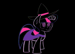 Size: 550x400 | Tagged: safe, artist:olympic tea bagger, derpibooru import, twilight sparkle, animated, clothes, costume, halloween, outfit, reverse colors, solo, spooky, witch