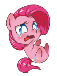 Size: 700x932 | Tagged: safe, artist:mrs1989, pinkie pie, earth pony, pony, chibi, crying, cute, cuteamena, diapinkes, on back, pinkamena diane pie, simple background, solo, transparent background